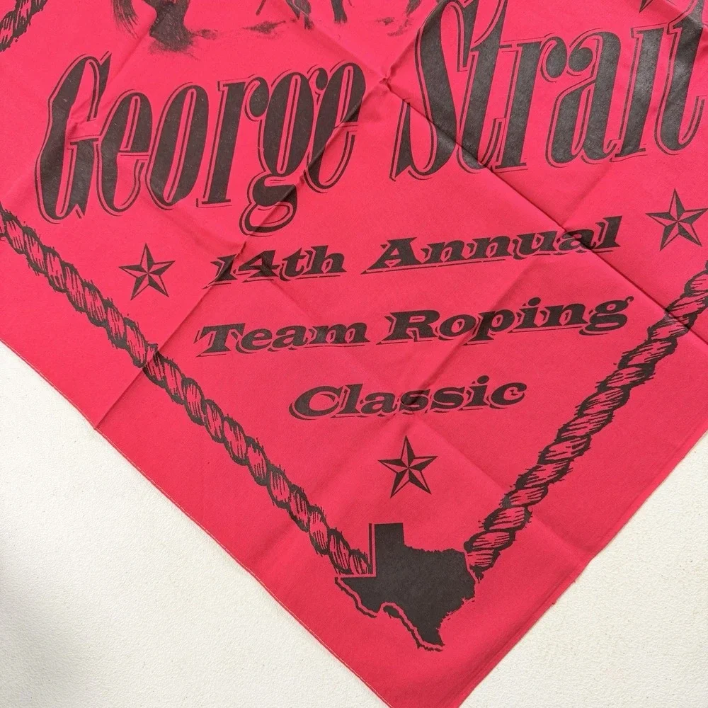 Vintage‎ George Strait Country Music 14th Team Roping Red Bandana Scarf 22